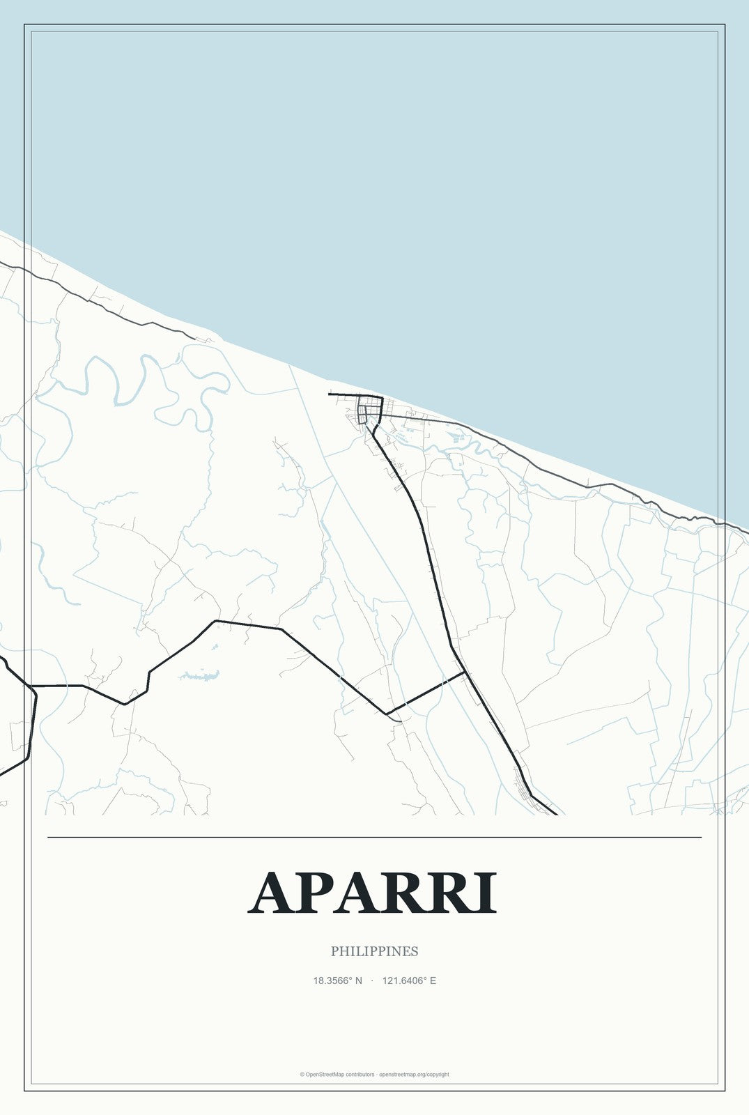 Aparri, Philippines City Map Aluminum Sign in Gallery Air style