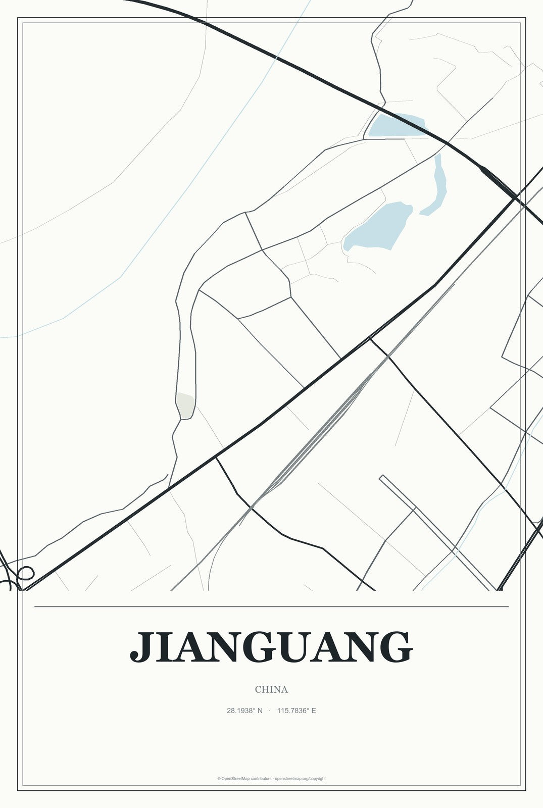 Jianguang, China City Map Aluminum Sign in Gallery Air style