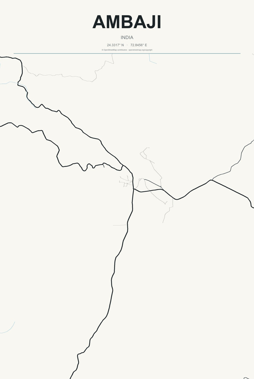 Ambaji, India City Map Aluminum Sign in Headline Atlas style