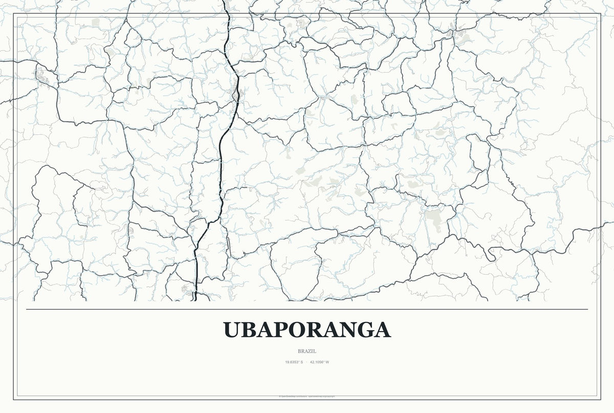 Ubaporanga, Brazil City Map Aluminum Sign in Gallery Air style
