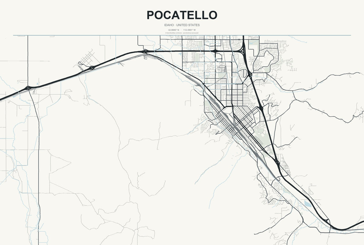 Pocatello, Idaho City Map Aluminum Sign in Headline Atlas style