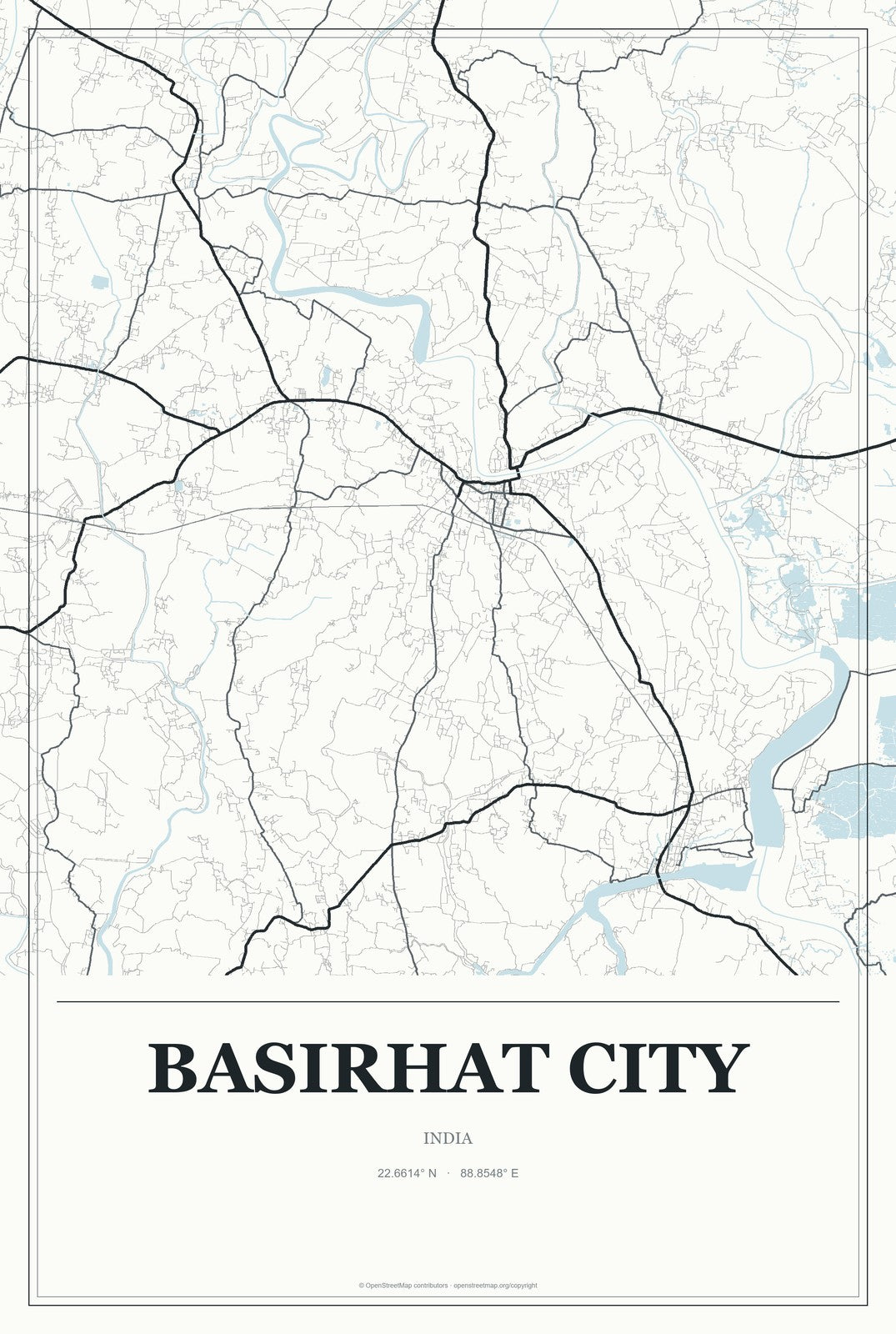 Basirhat City, India City Map Aluminum Sign in Gallery Air style