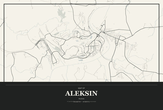 Aleksin, Russia City Map Aluminum Sign in Museum Plaque style