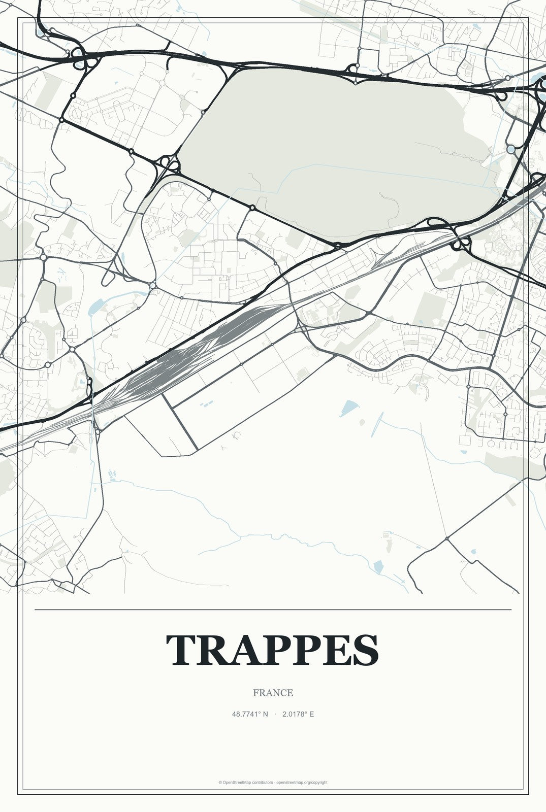 Trappes, France City Map Aluminum Sign in Gallery Air style
