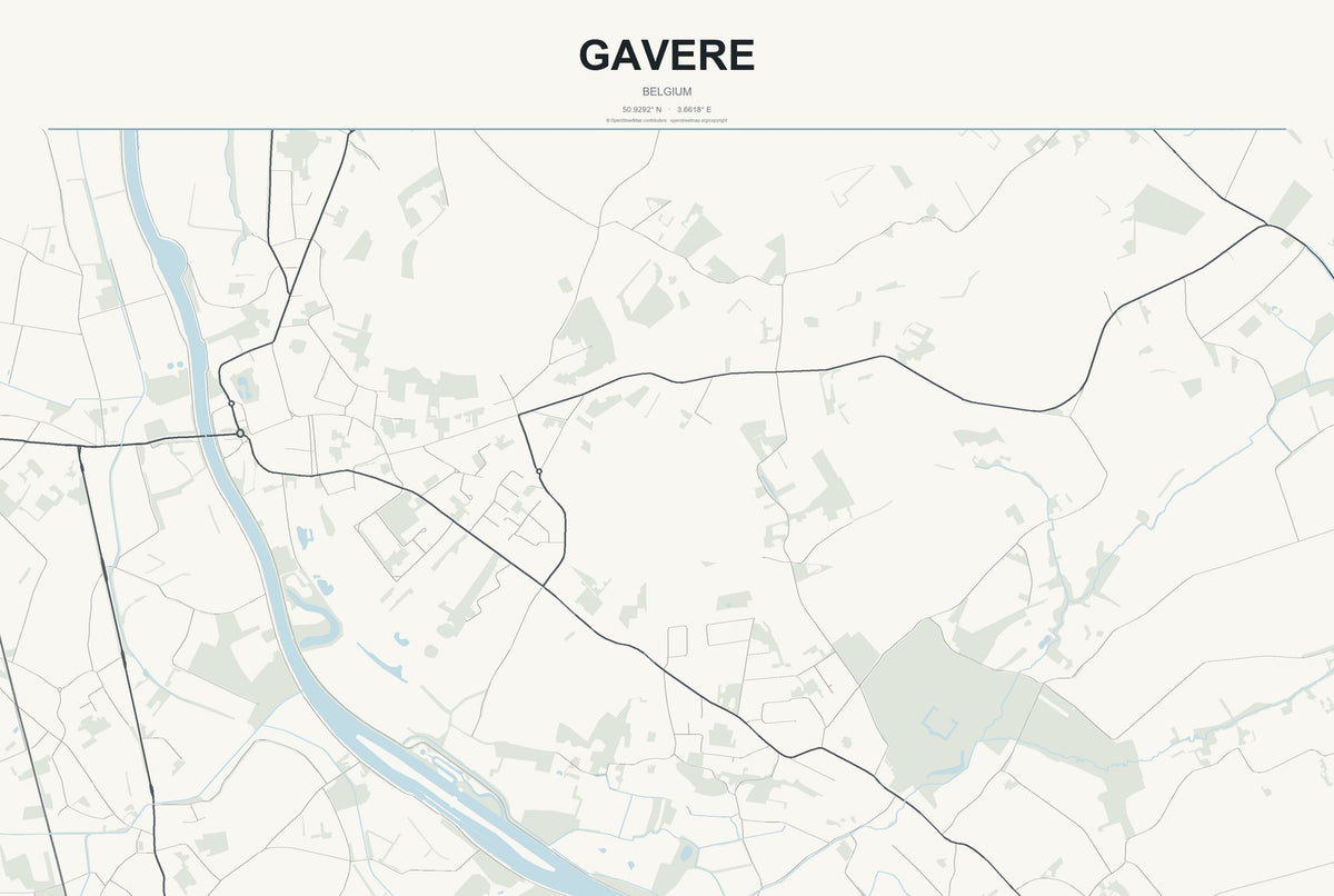 Gavere, Belgium City Map Aluminum Sign in Headline Atlas style