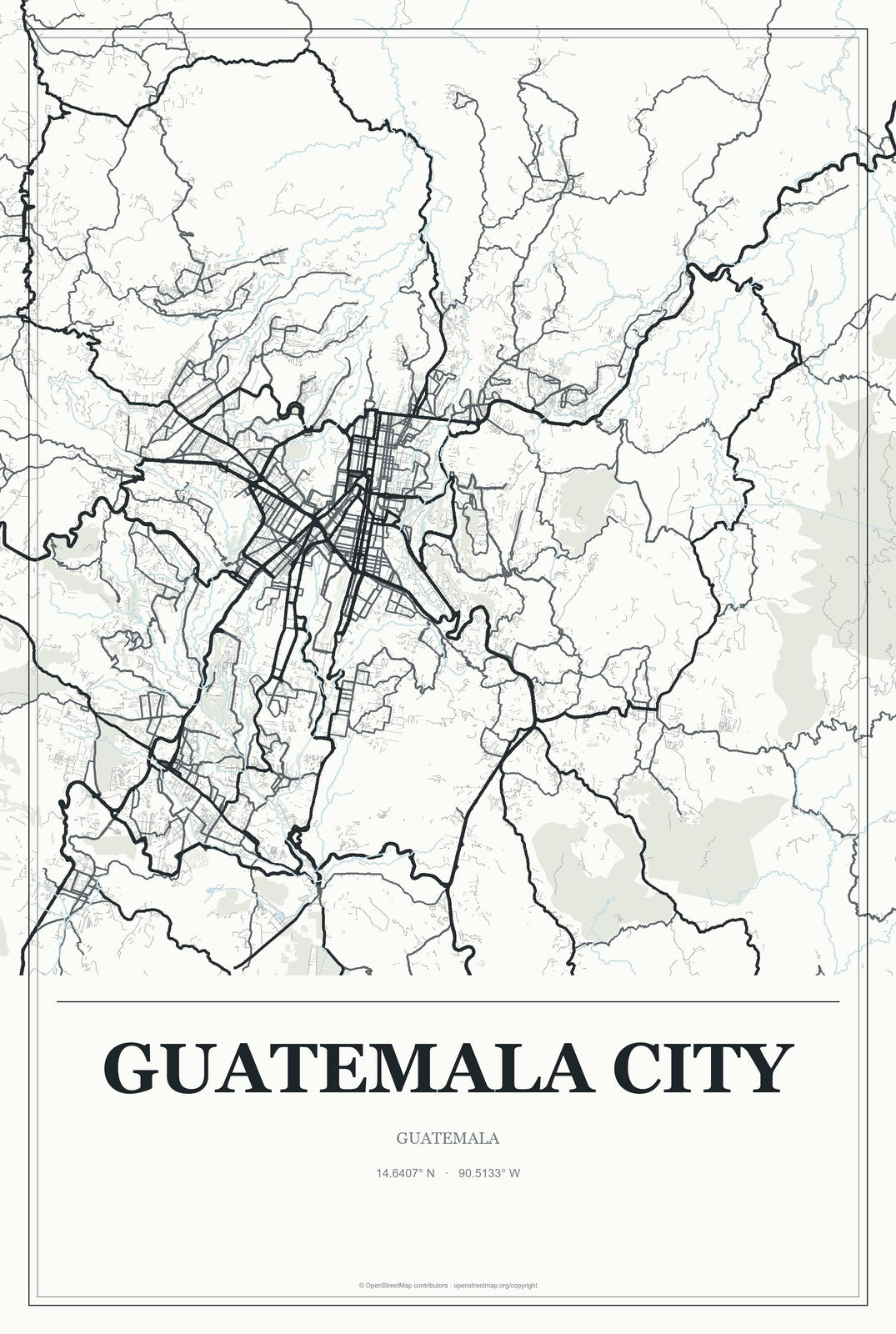 Guatemala City, Guatemala City Map Aluminum Sign in Gallery Air style