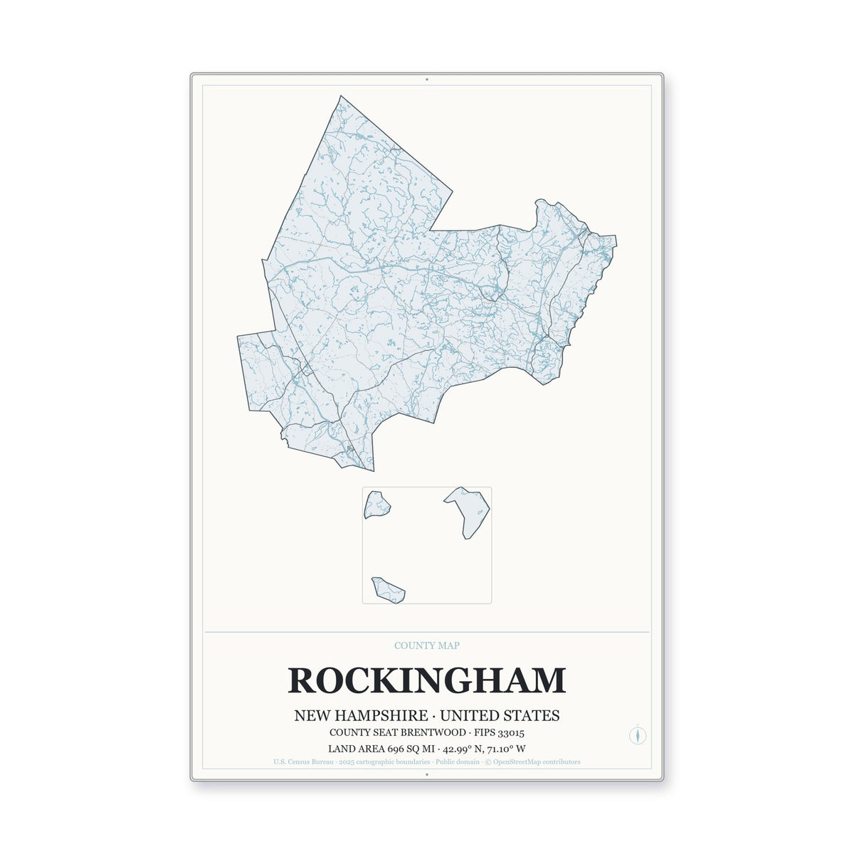 Rockingham County, New Hampshire Map Aluminum Sign in Gallery Air style