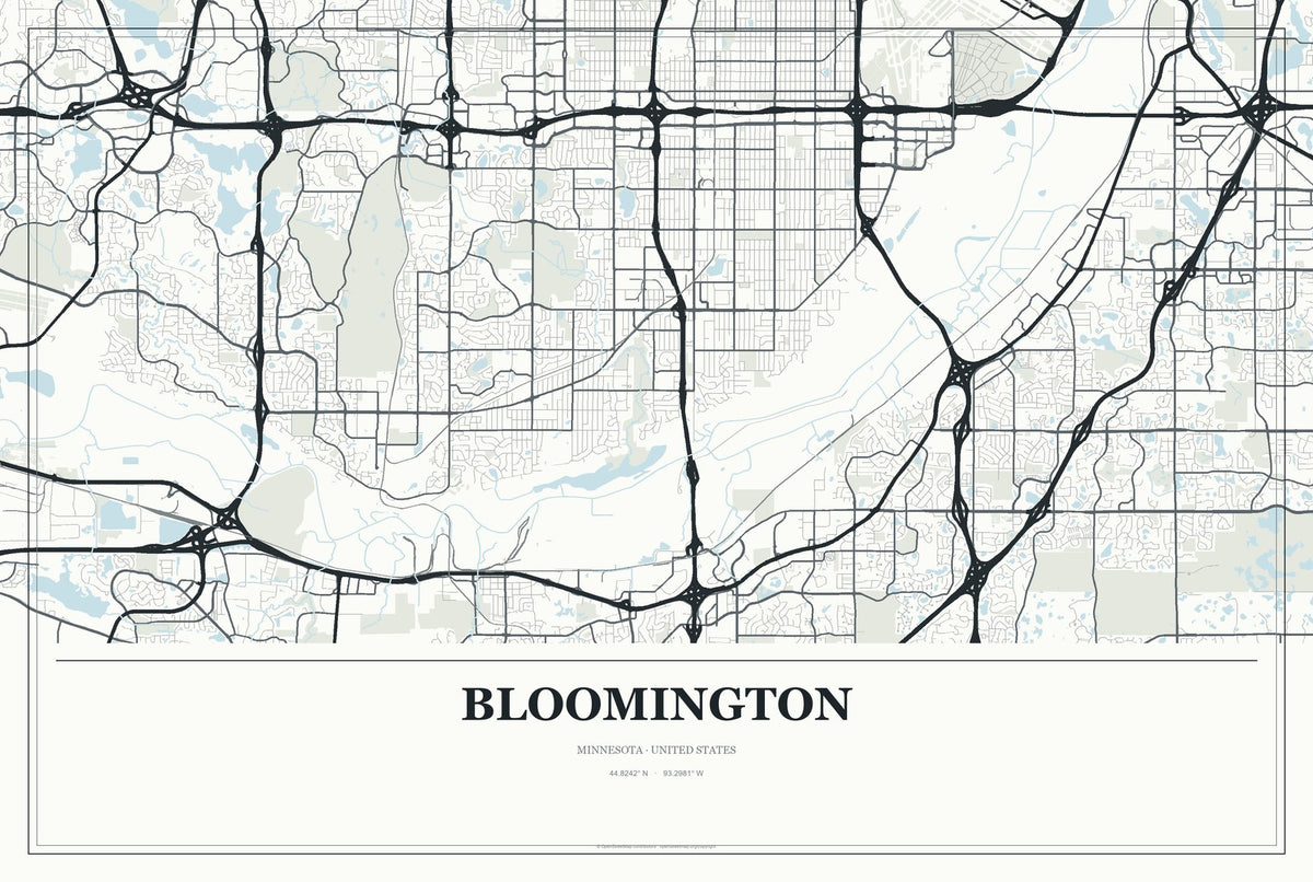 Bloomington, Minnesota City Map Aluminum Sign in Gallery Air style
