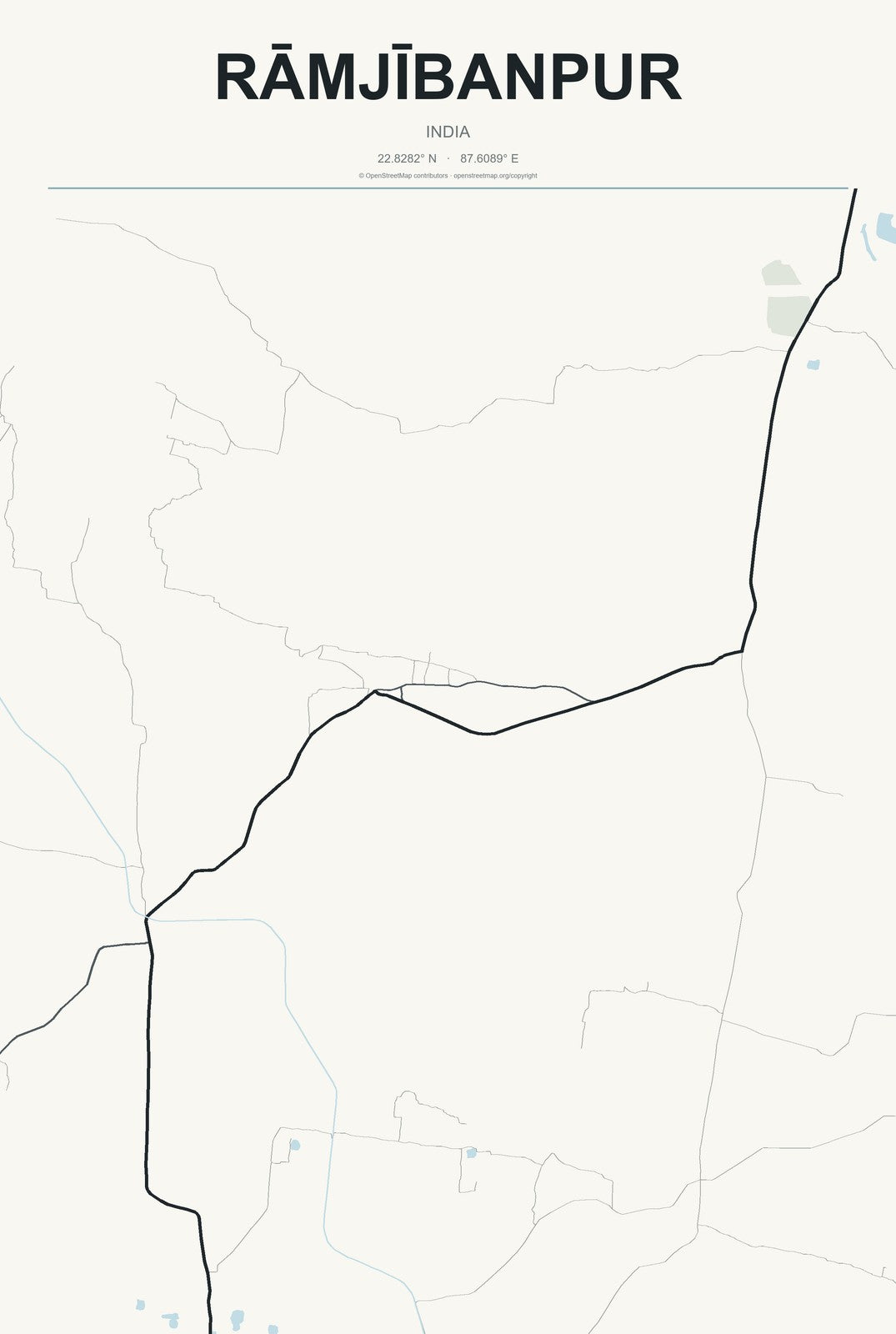 Rāmjībanpur, India City Map Aluminum Sign in Headline Atlas style
