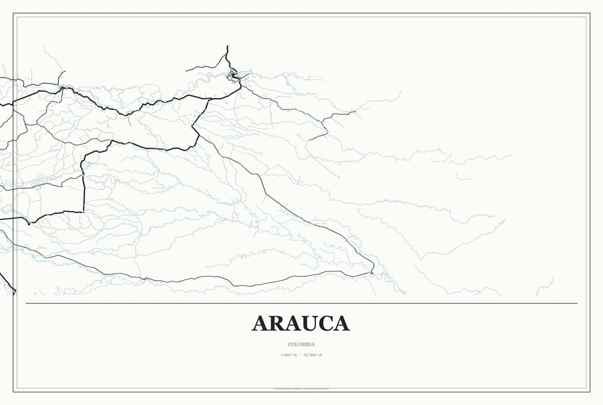 Arauca, Colombia City Map Aluminum Sign in Gallery Air style
