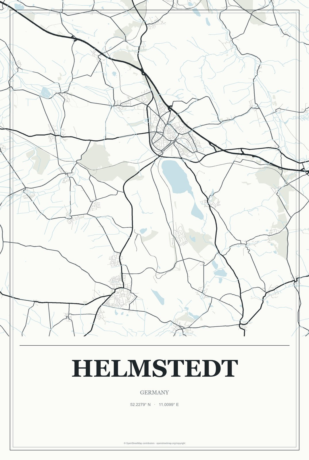 Helmstedt, Germany City Map Aluminum Sign in Gallery Air style