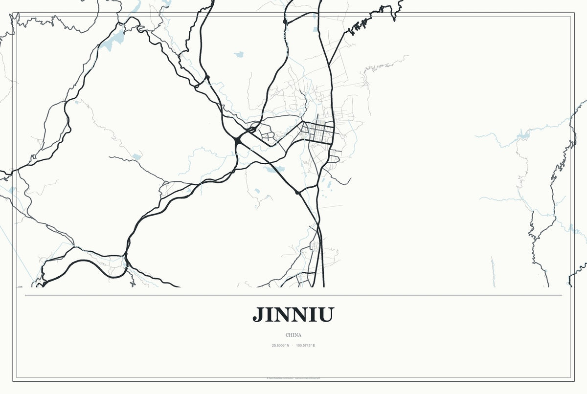 Jinniu, China City Map Aluminum Sign in Gallery Air style