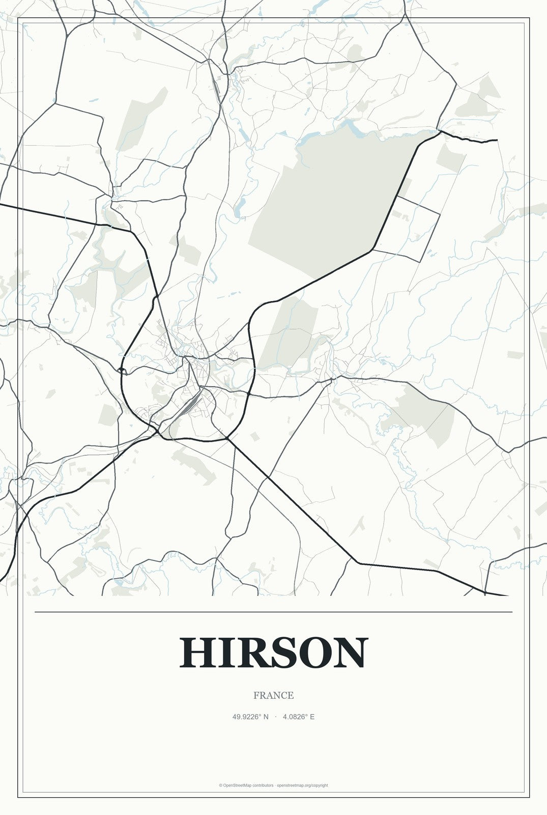 Hirson, France City Map Aluminum Sign in Gallery Air style