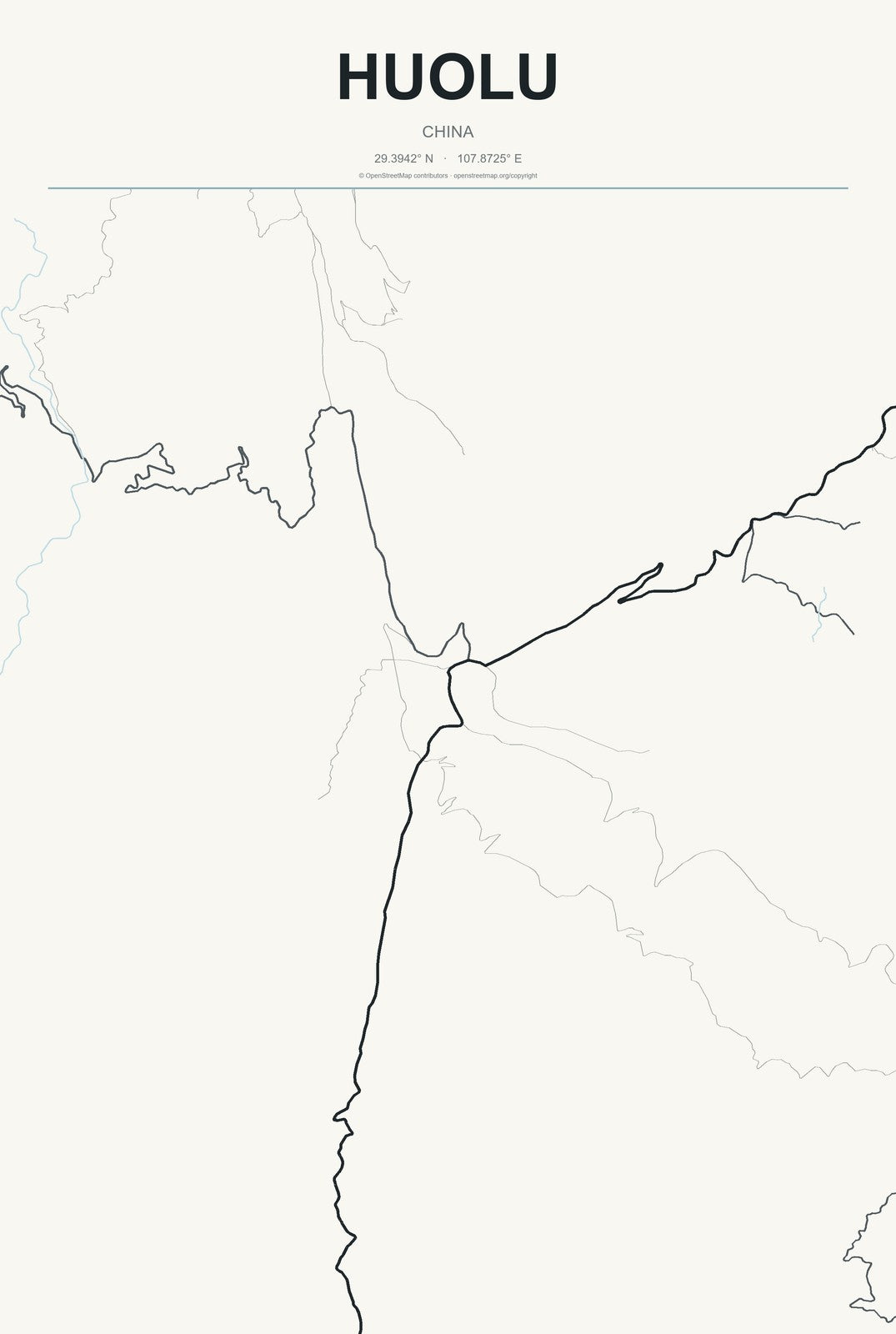Huolu, China City Map Aluminum Sign in Headline Atlas style