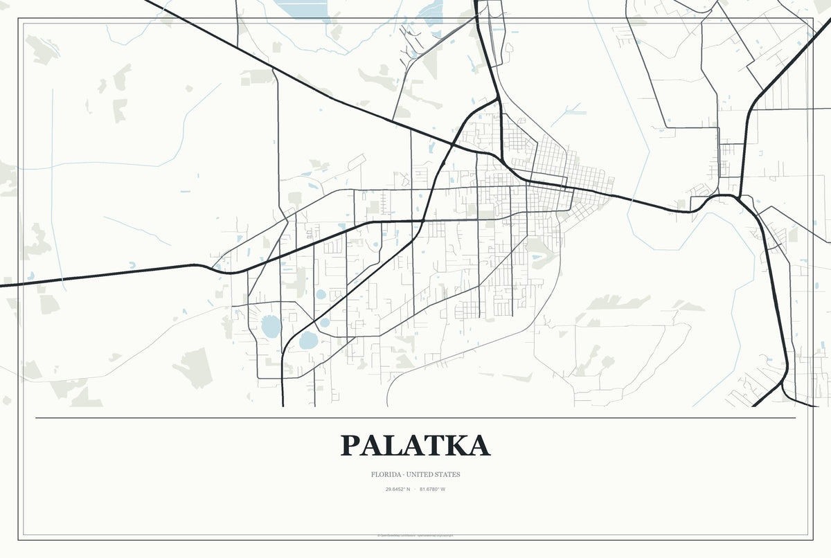 Palatka, Florida City Map Aluminum Sign in Gallery Air style
