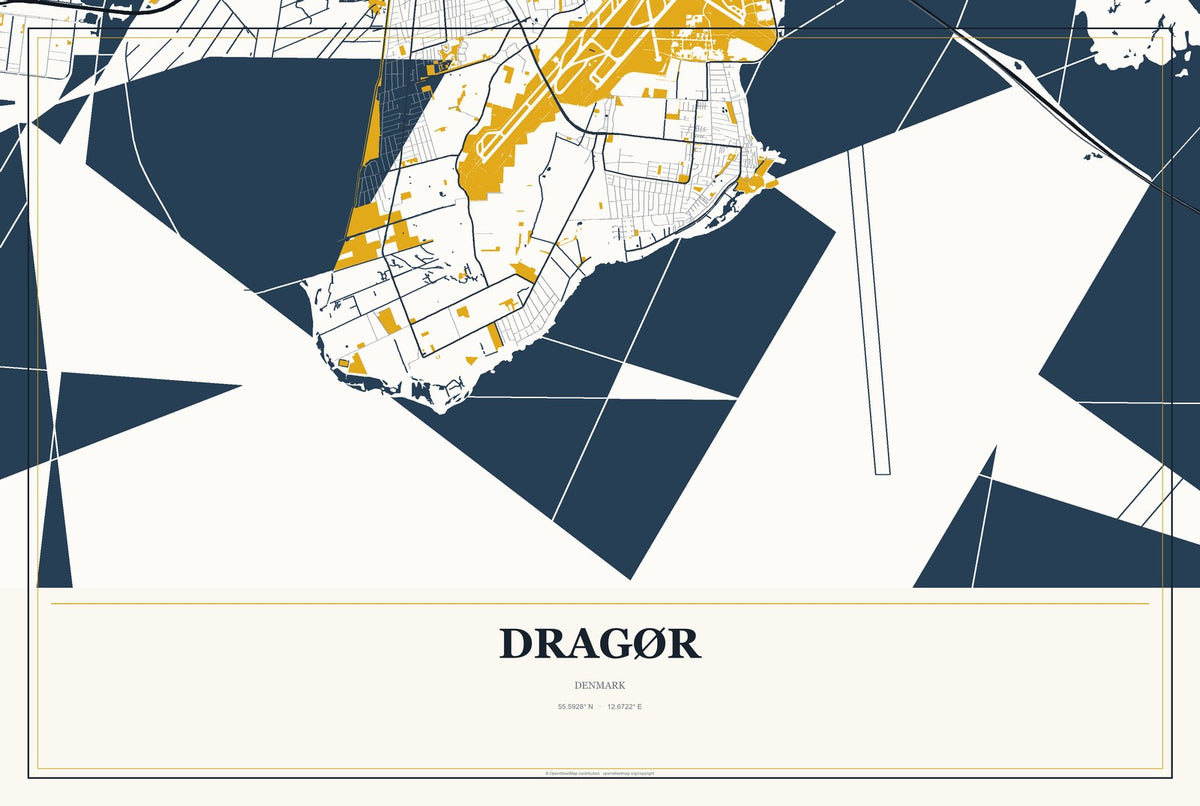 Dragør, Denmark City Map Aluminum Sign in Citrine Modern style