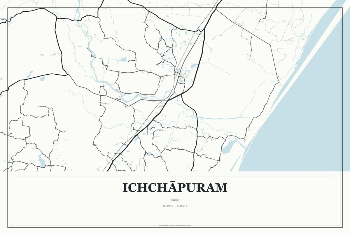 Ichchāpuram, India City Map Aluminum Sign in Gallery Air style