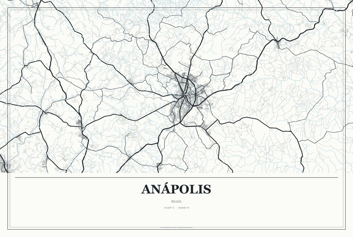 Anápolis, Brazil City Map Aluminum Sign in Gallery Air style