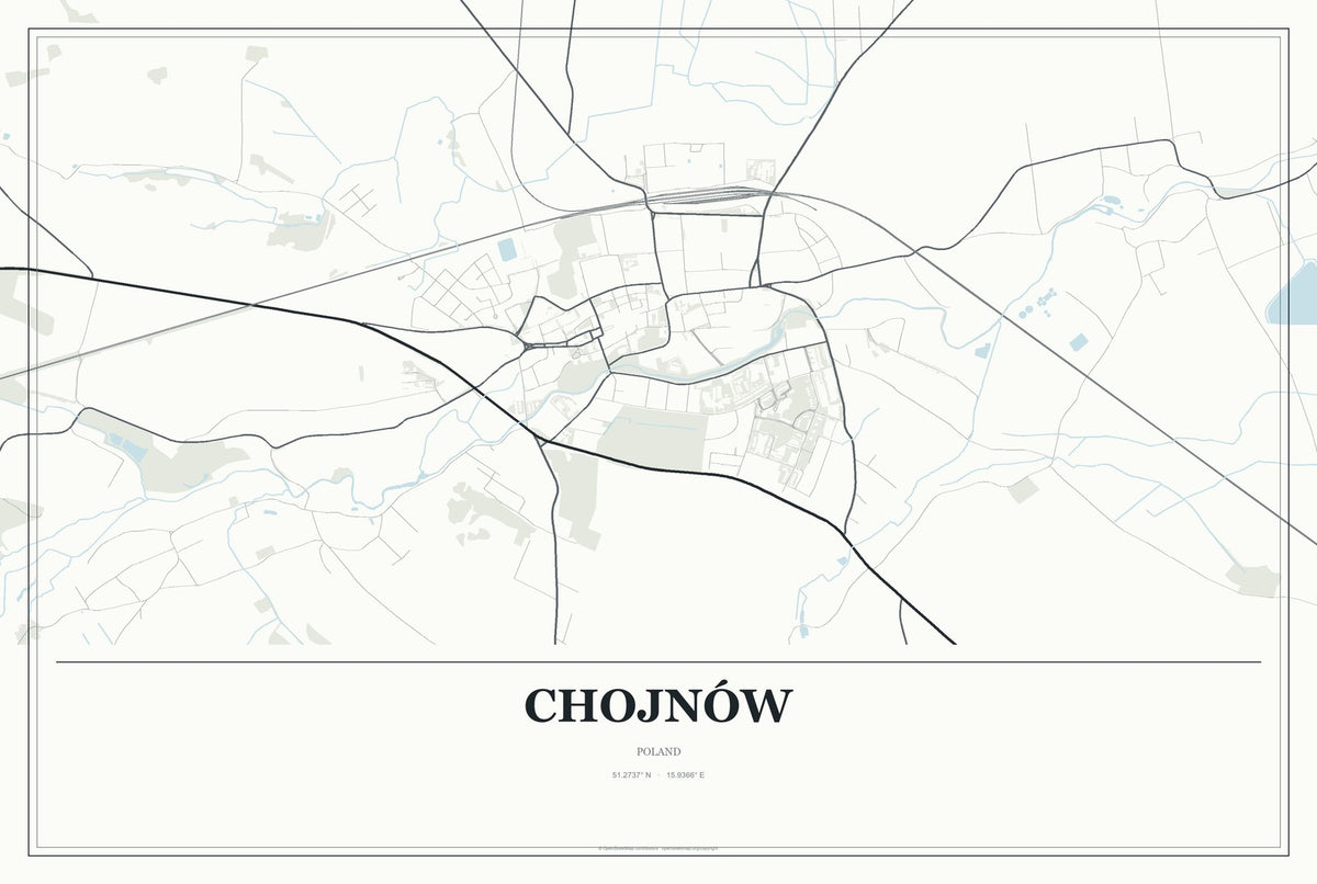Chojnów, Poland City Map Aluminum Sign in Gallery Air style