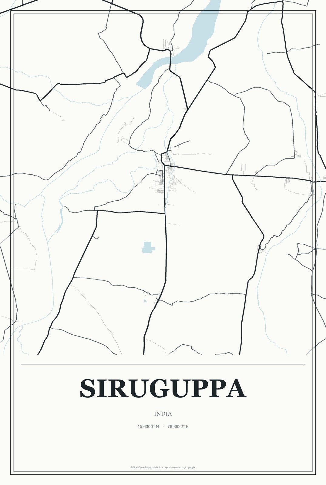 Siruguppa, India City Map Aluminum Sign in Gallery Air style