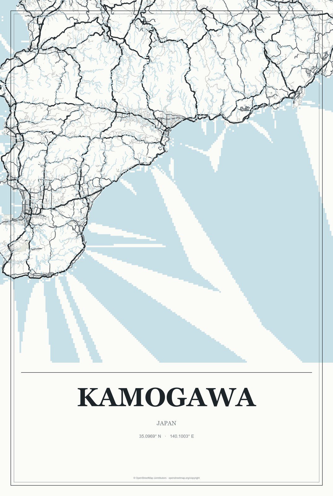 Kamogawa, Japan City Map Aluminum Sign in Gallery Air style