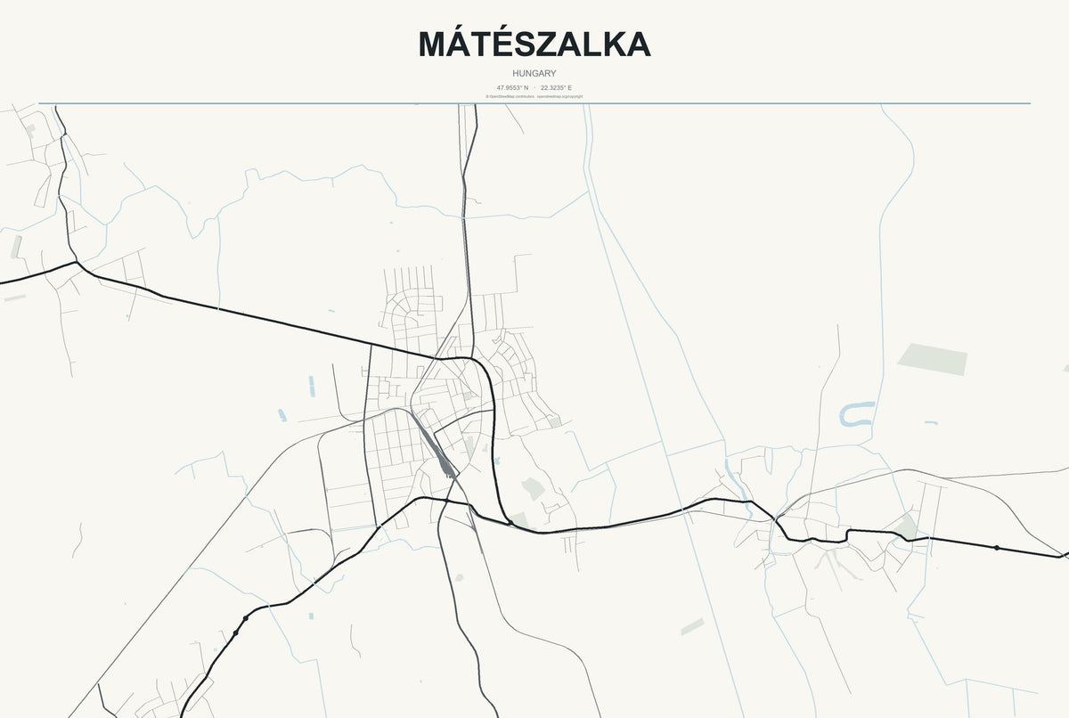 Mátészalka, Hungary City Map Aluminum Sign in Headline Atlas style