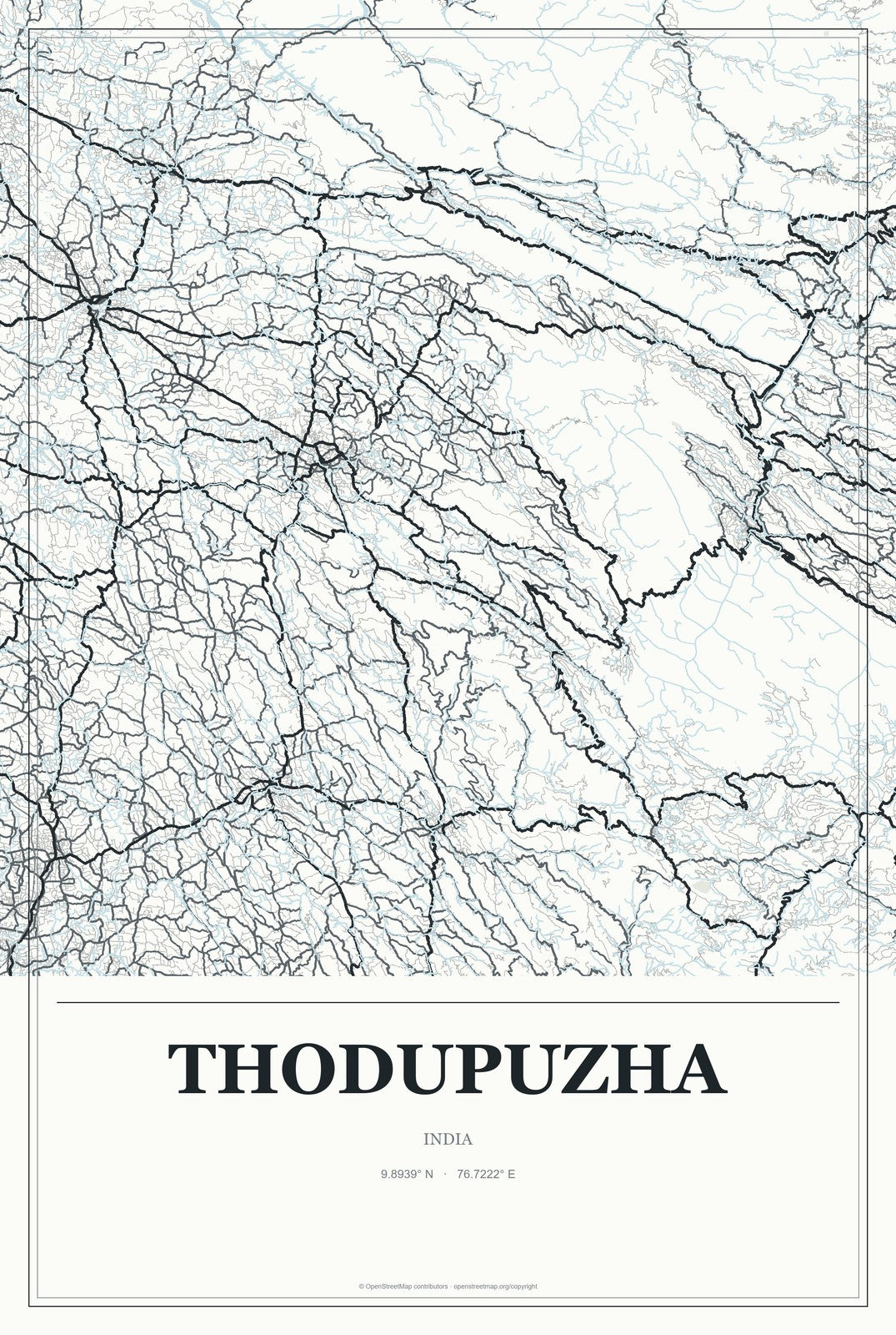 Thodupuzha, India City Map Aluminum Sign in Gallery Air style