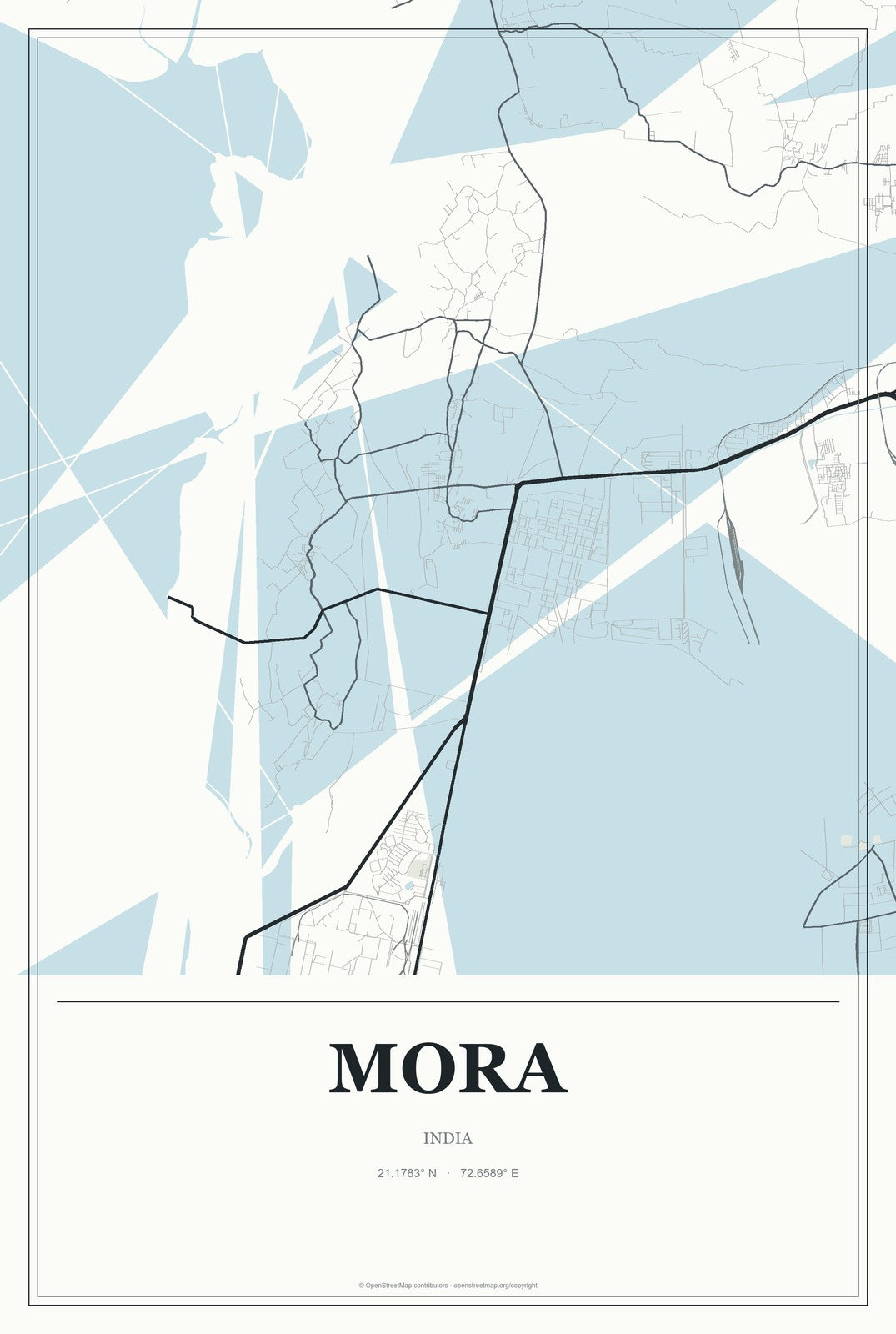 Mora, India City Map Aluminum Sign in Gallery Air style
