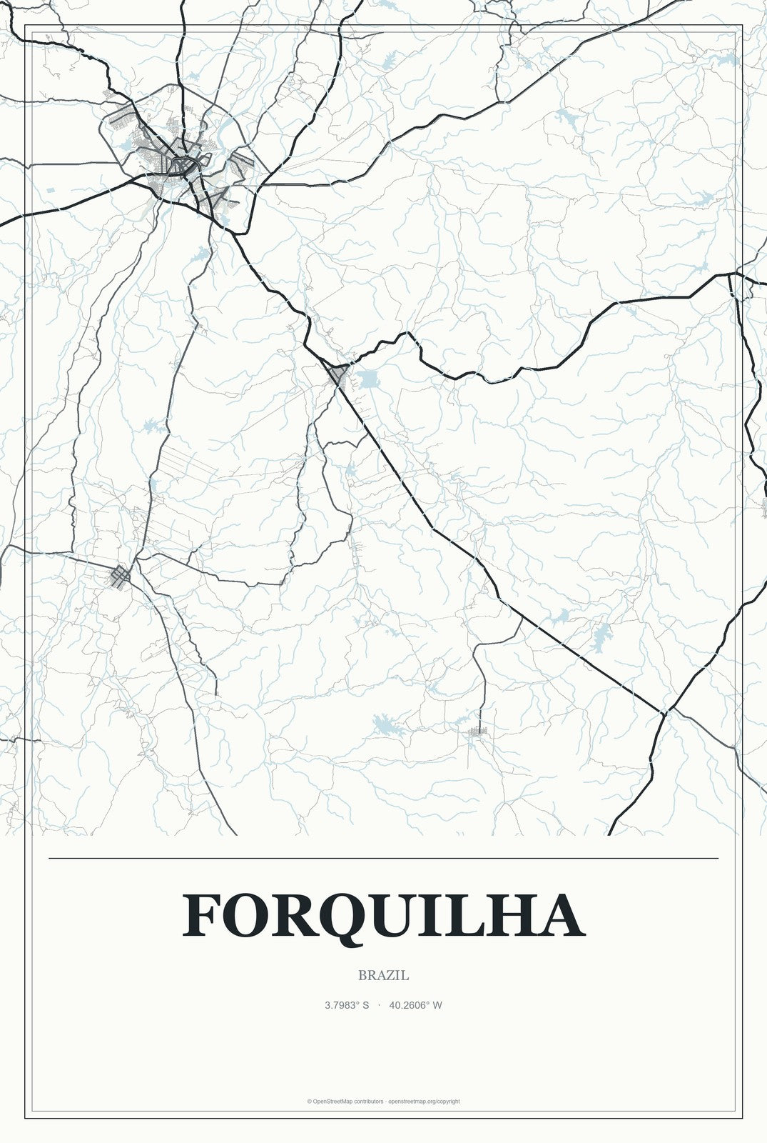 Forquilha, Brazil City Map Aluminum Sign in Gallery Air style