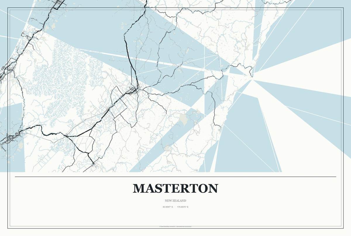 Masterton, New Zealand City Map Aluminum Sign in Gallery Air style