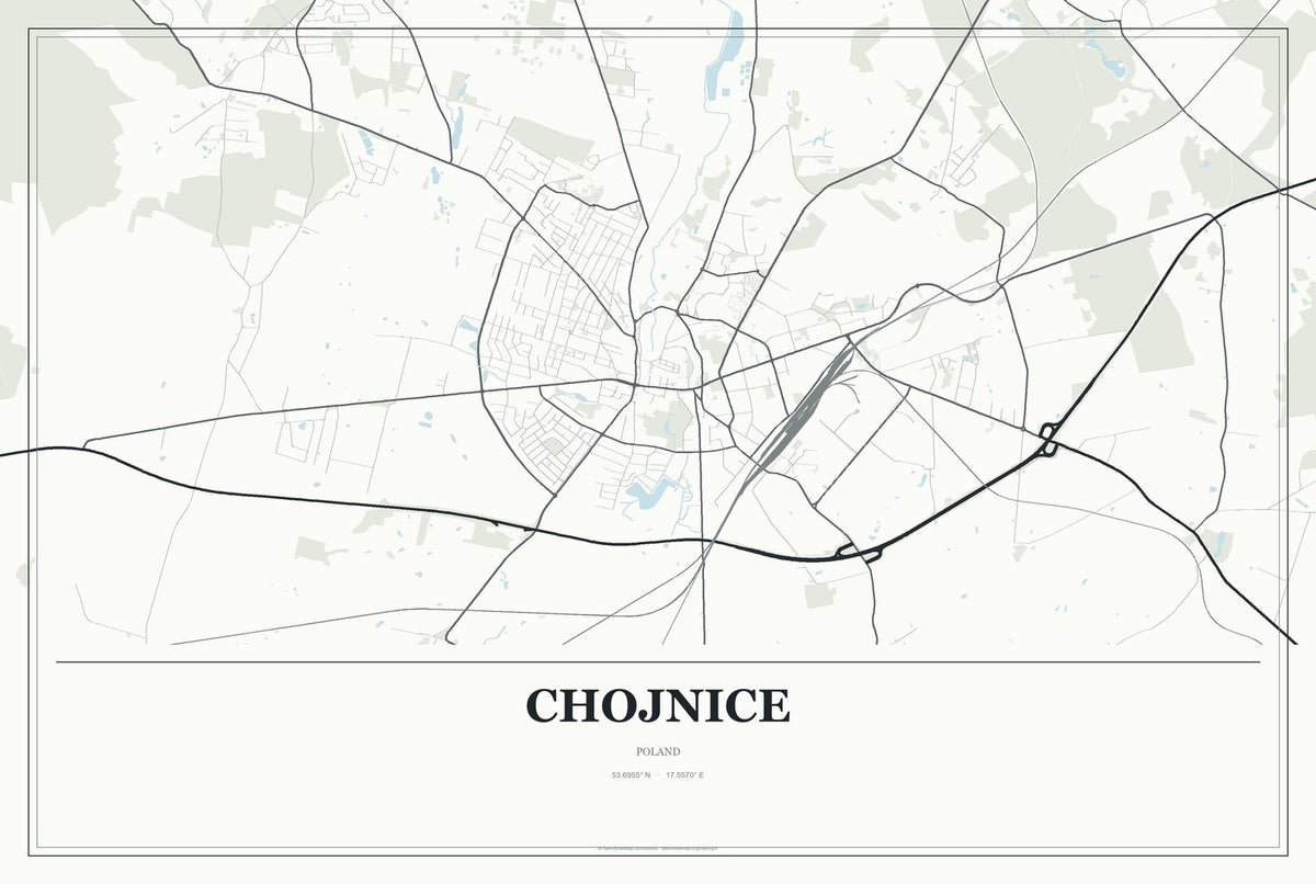 Chojnice, Poland City Map Aluminum Sign in Gallery Air style