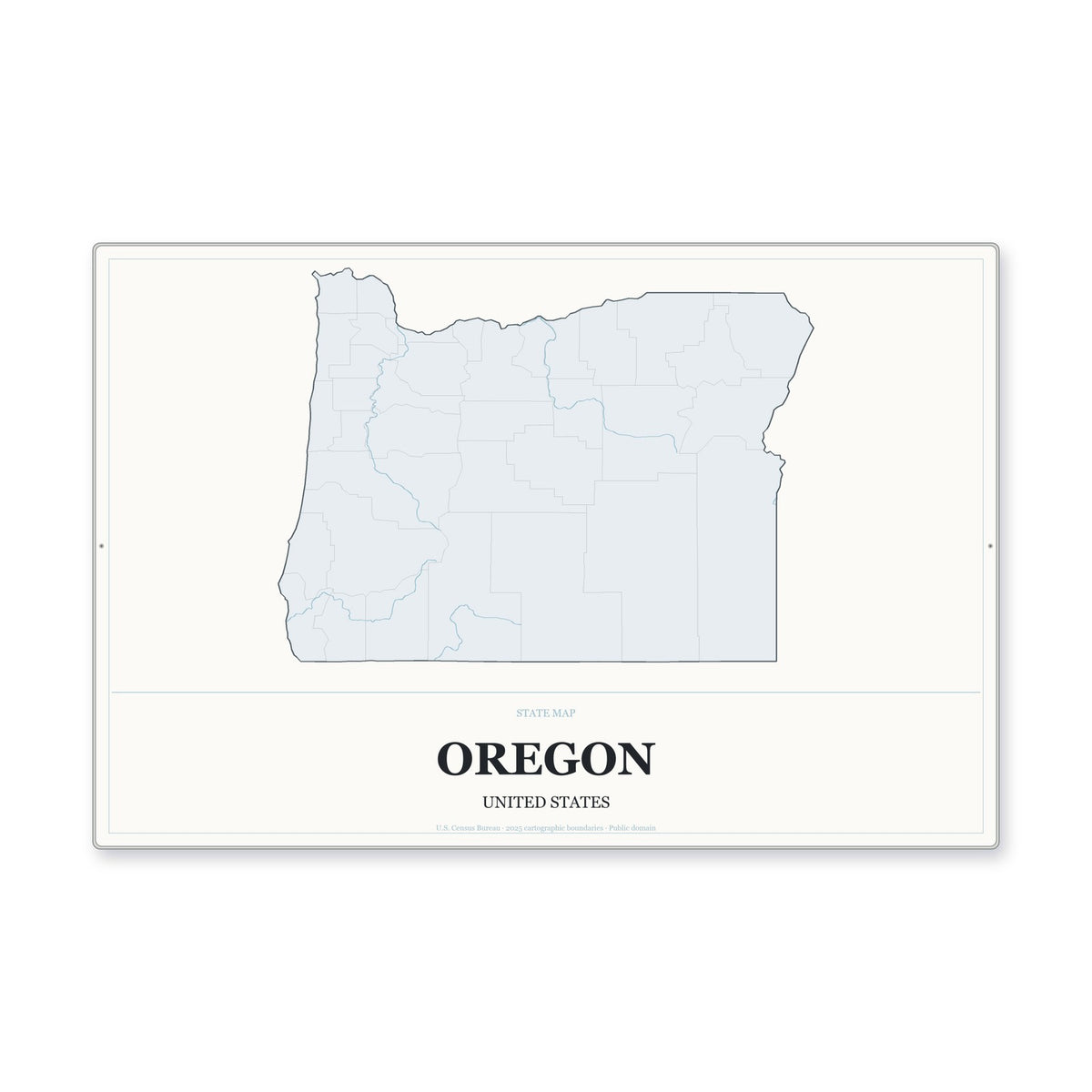 Oregon state map aluminum sign in Gallery Air style