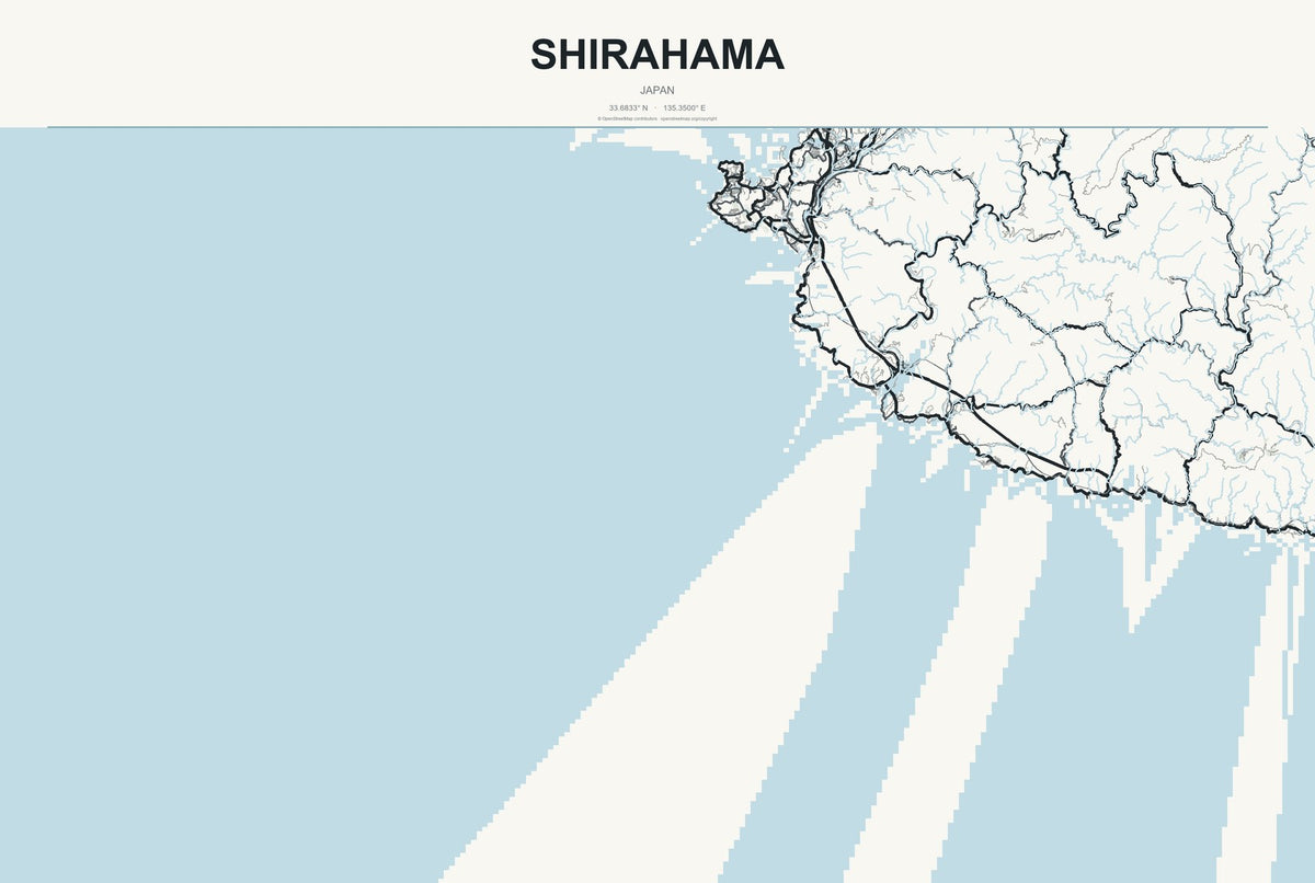 Shirahama, Japan City Map Aluminum Sign in Headline Atlas style