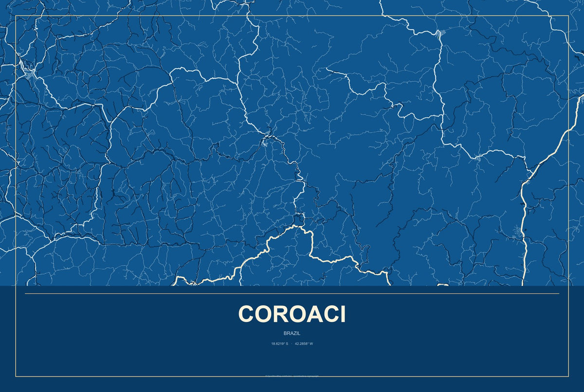 Coroaci, Brazil City Map Aluminum Sign in Harbor Cobalt style