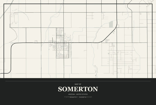 Somerton, Arizona City Map Aluminum Sign in Museum Plaque style