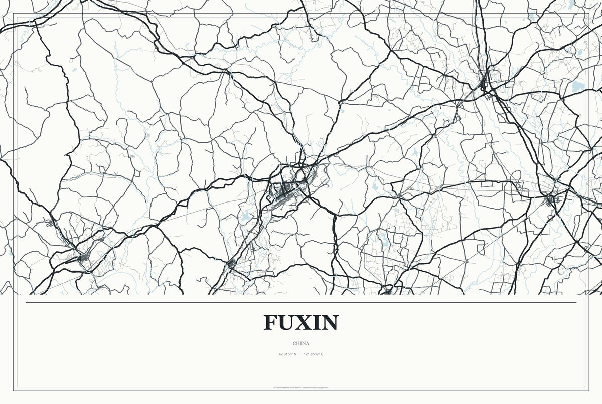 Fuxin, China City Map Aluminum Sign in Gallery Air style