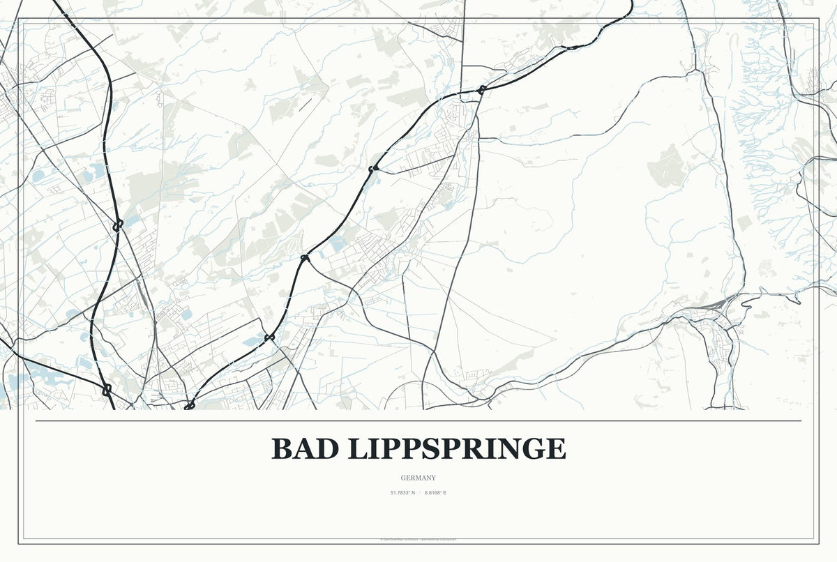 Bad Lippspringe, Germany City Map Aluminum Sign in Gallery Air style