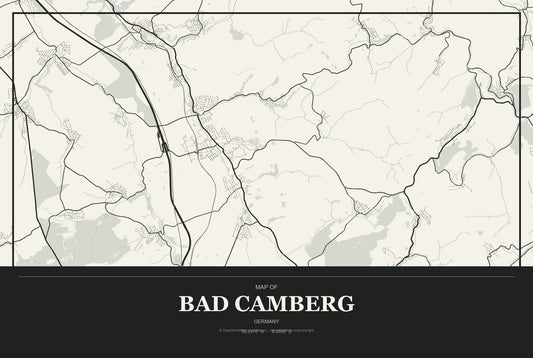 Bad Camberg, Germany City Map Aluminum Sign in Museum Plaque style