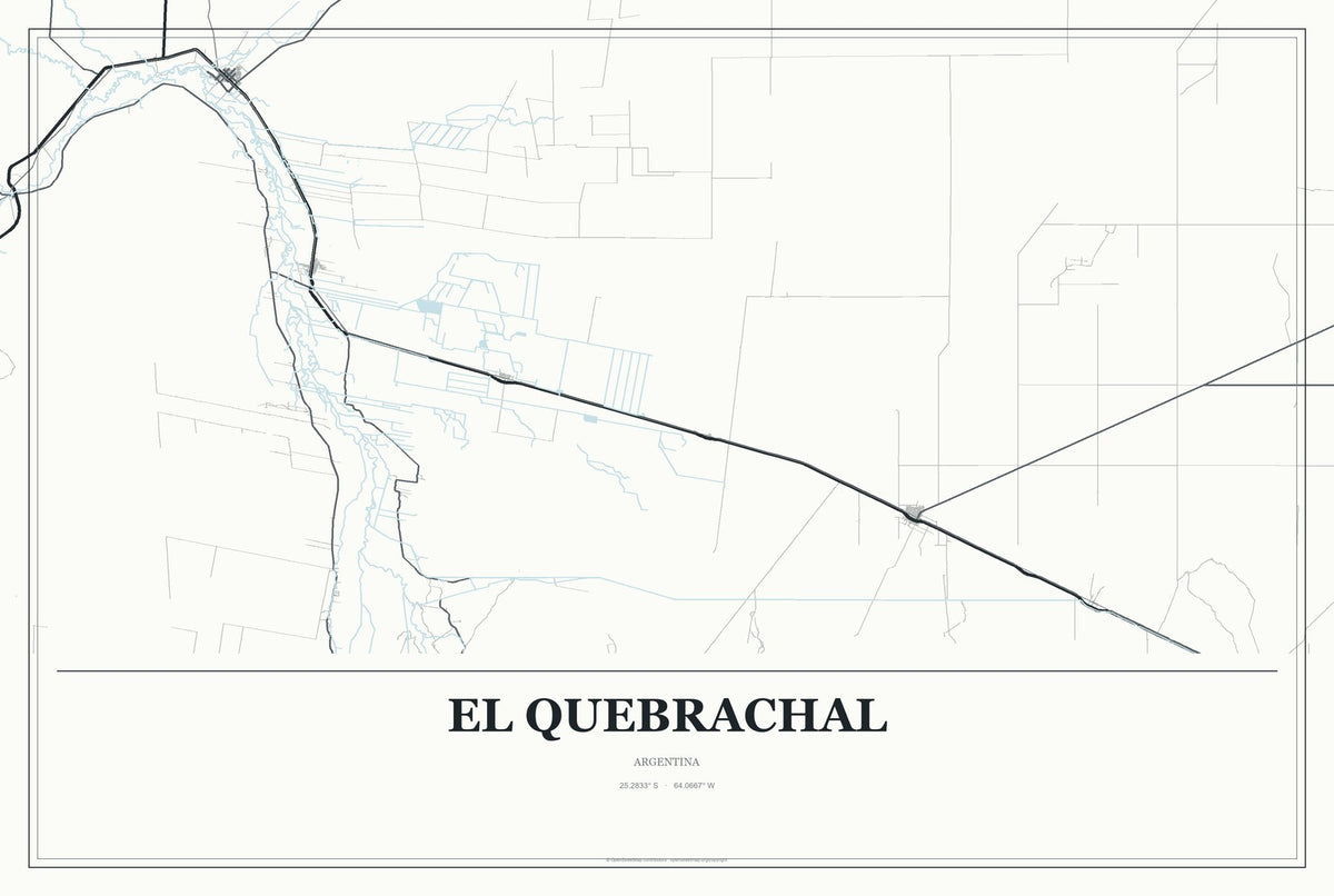 El Quebrachal, Argentina City Map Aluminum Sign in Gallery Air style