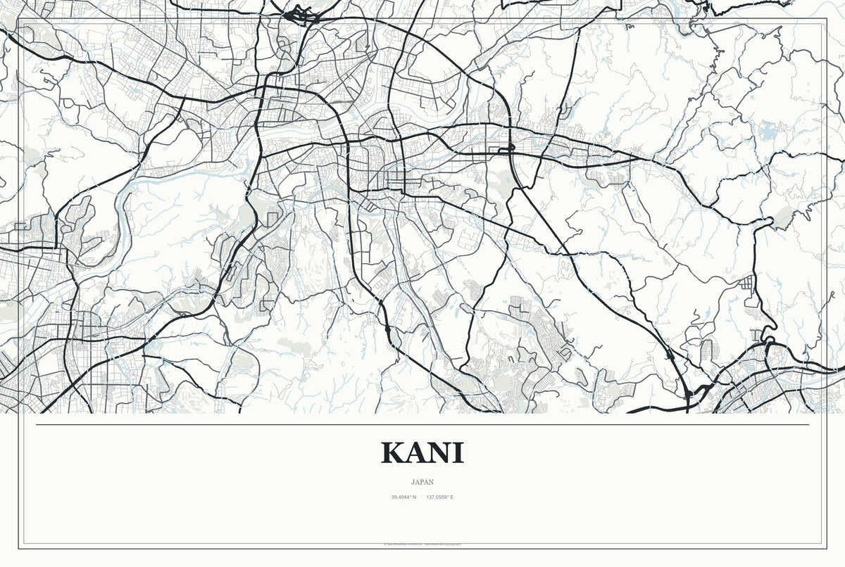 Kani, Japan City Map Aluminum Sign in Gallery Air style