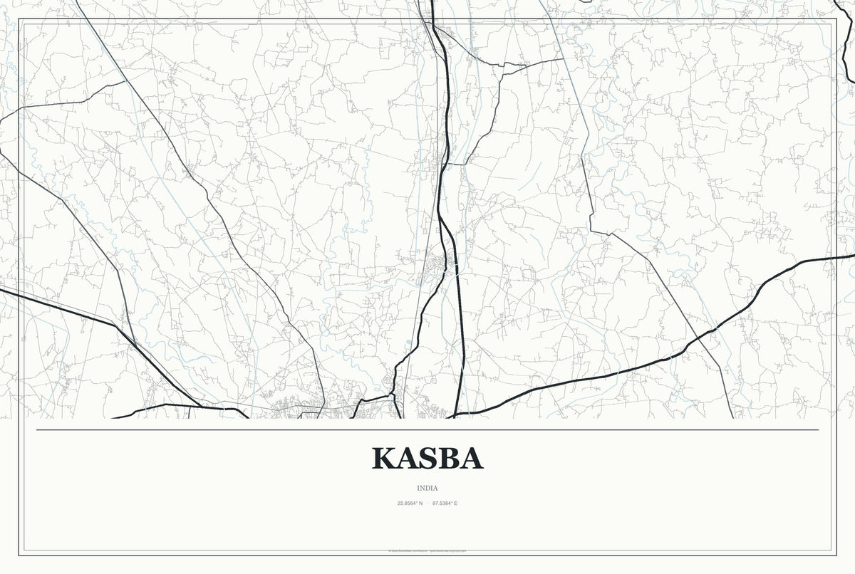 Kasba, India City Map Aluminum Sign in Gallery Air style