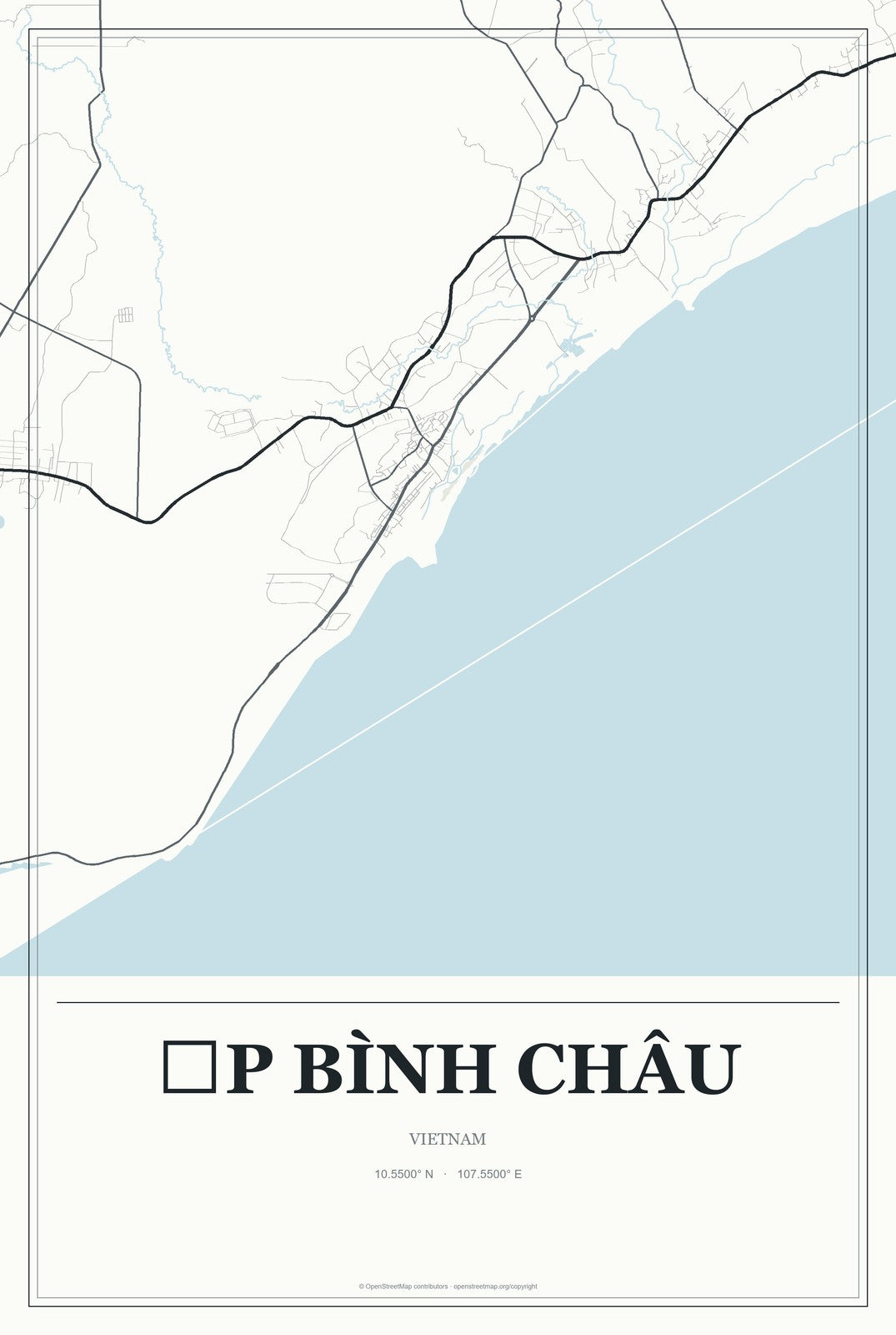 Ấp Bình Châu, Vietnam City Map Aluminum Sign in Gallery Air style