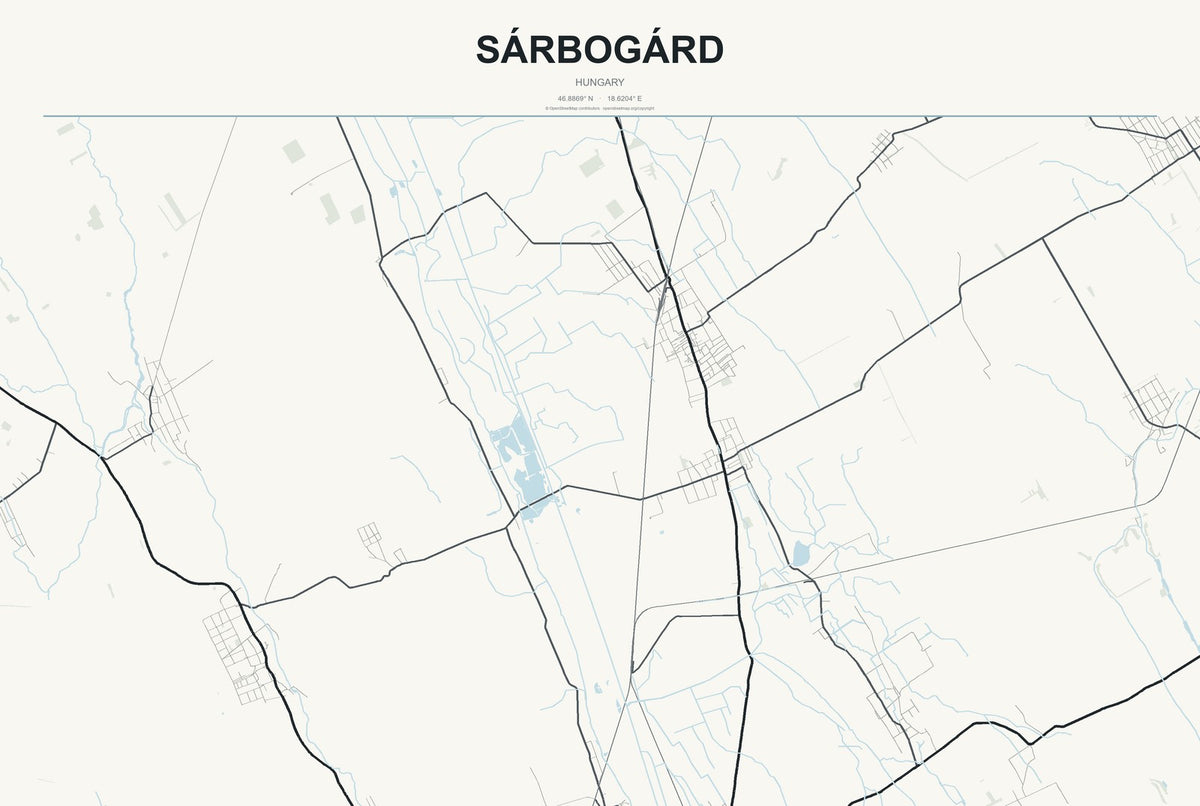 Sárbogárd, Hungary City Map Aluminum Sign in Headline Atlas style