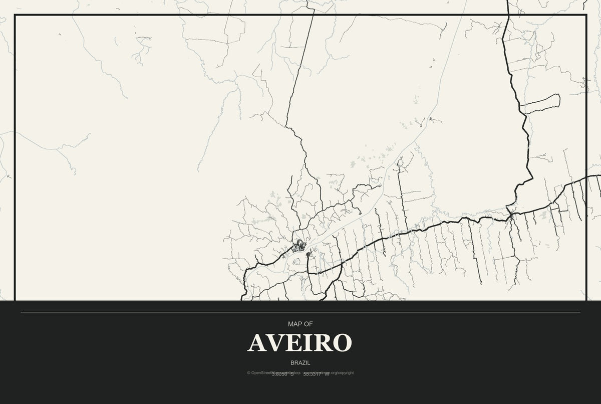 Aveiro, Brazil City Map Aluminum Sign in Museum Plaque style