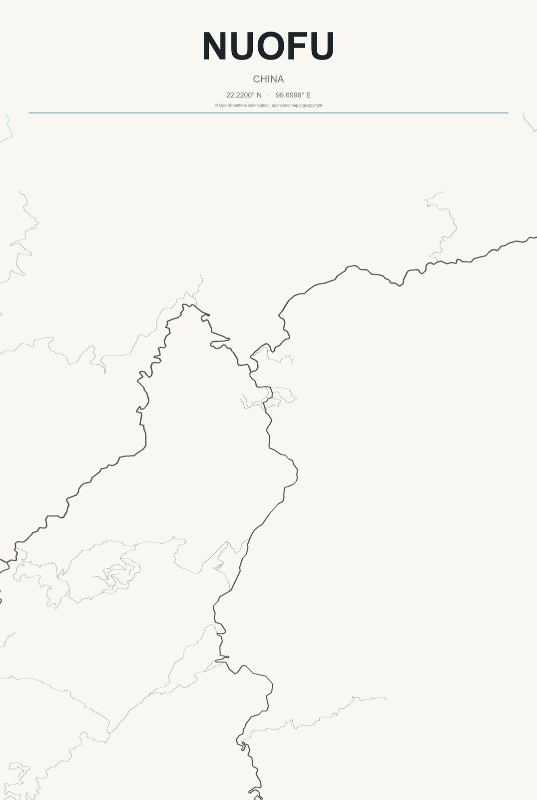 Nuofu, China City Map Aluminum Sign in Headline Atlas style
