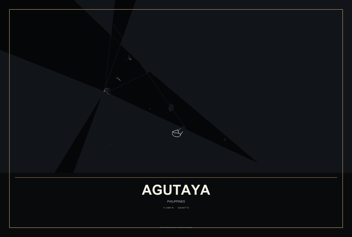Agutaya, Philippines City Map Aluminum Sign in Metropolitan Noir style