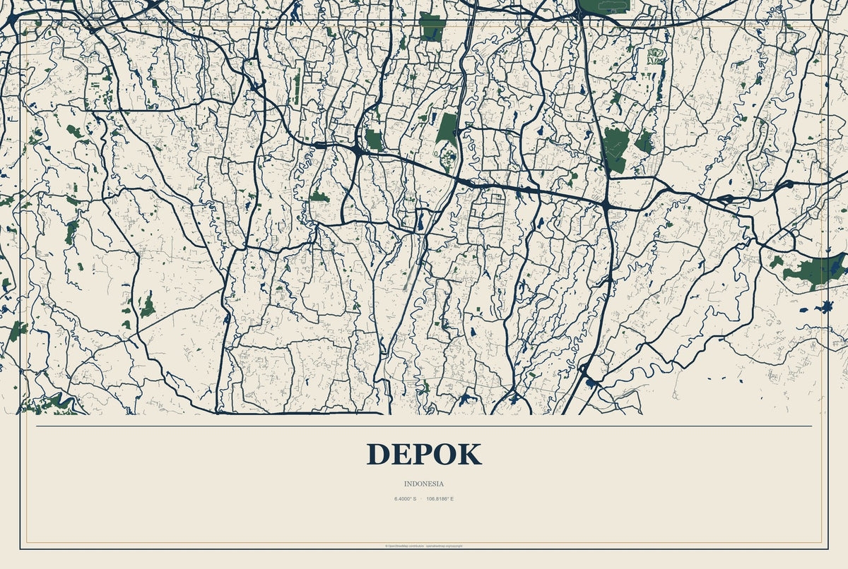 Depok, Yogyakarta, Indonesia City Map Aluminum Sign in Coastal Cutout style