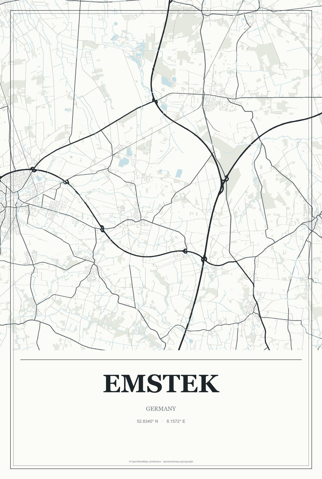 Emstek, Germany City Map Aluminum Sign in Gallery Air style