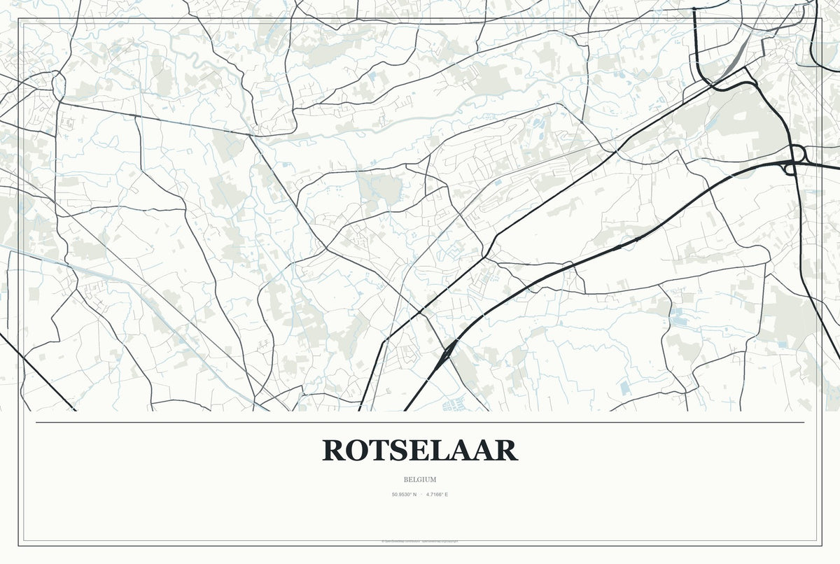 Rotselaar, Belgium City Map Aluminum Sign in Gallery Air style