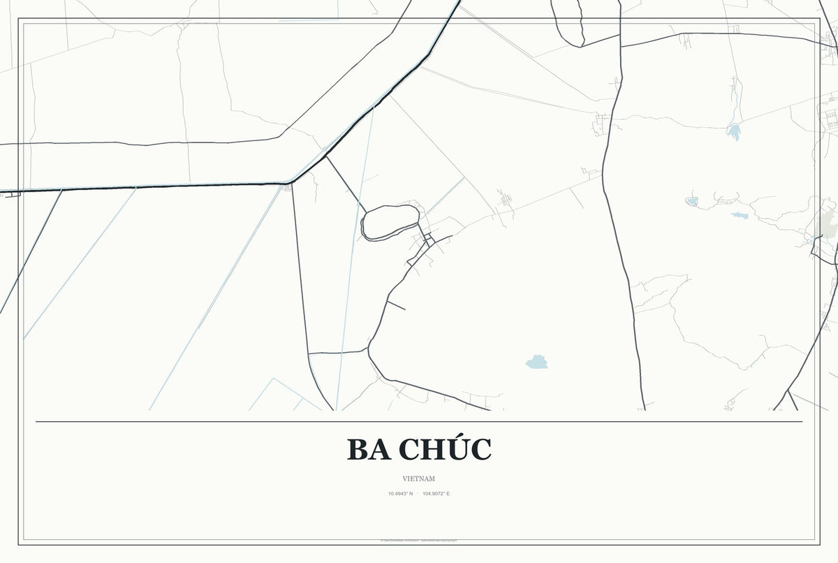 Ba Chúc, Vietnam City Map Aluminum Sign in Gallery Air style